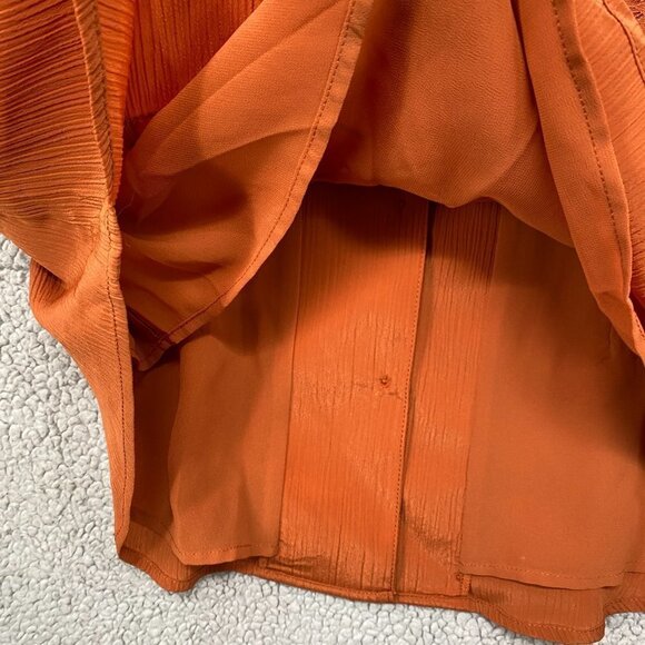 Coldwater Creek Blouse Womens Large Terra Cotta Semi-Sheer Lace Long Sleeve NWT - Picture 8 of 9